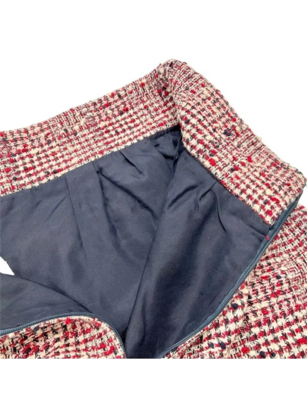 Chanel Red Tweed Middle Skirt